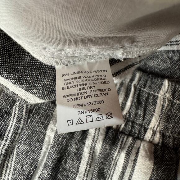 Briggs XX-Large Wide Leg Pants Linen Blend Striped Pull-On Pockets Hi-Rise Gray - Picture 6 of 6